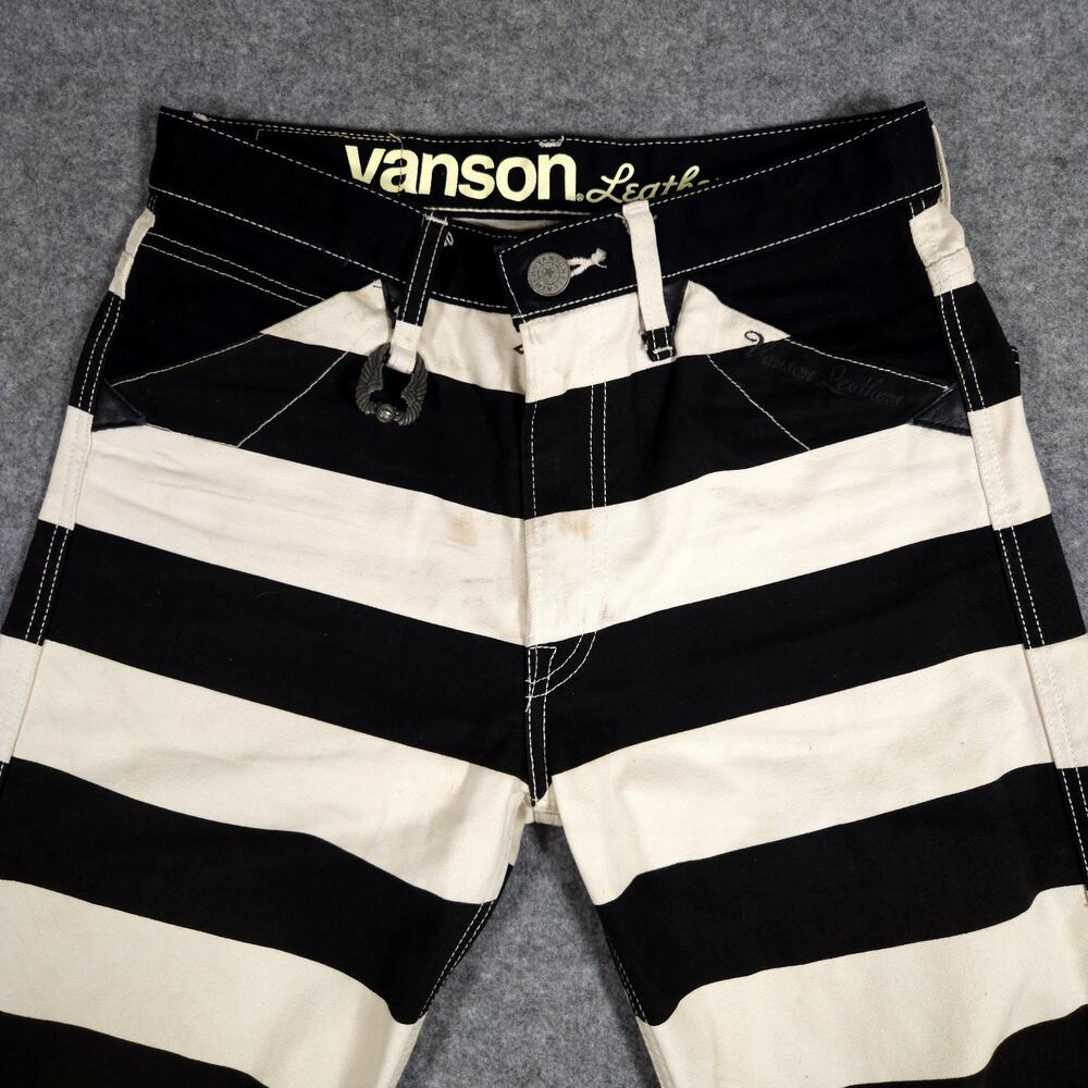 Vanson Prisoner Border Pants Mens 30x30 Striped Japan Heritage Canvas Archival